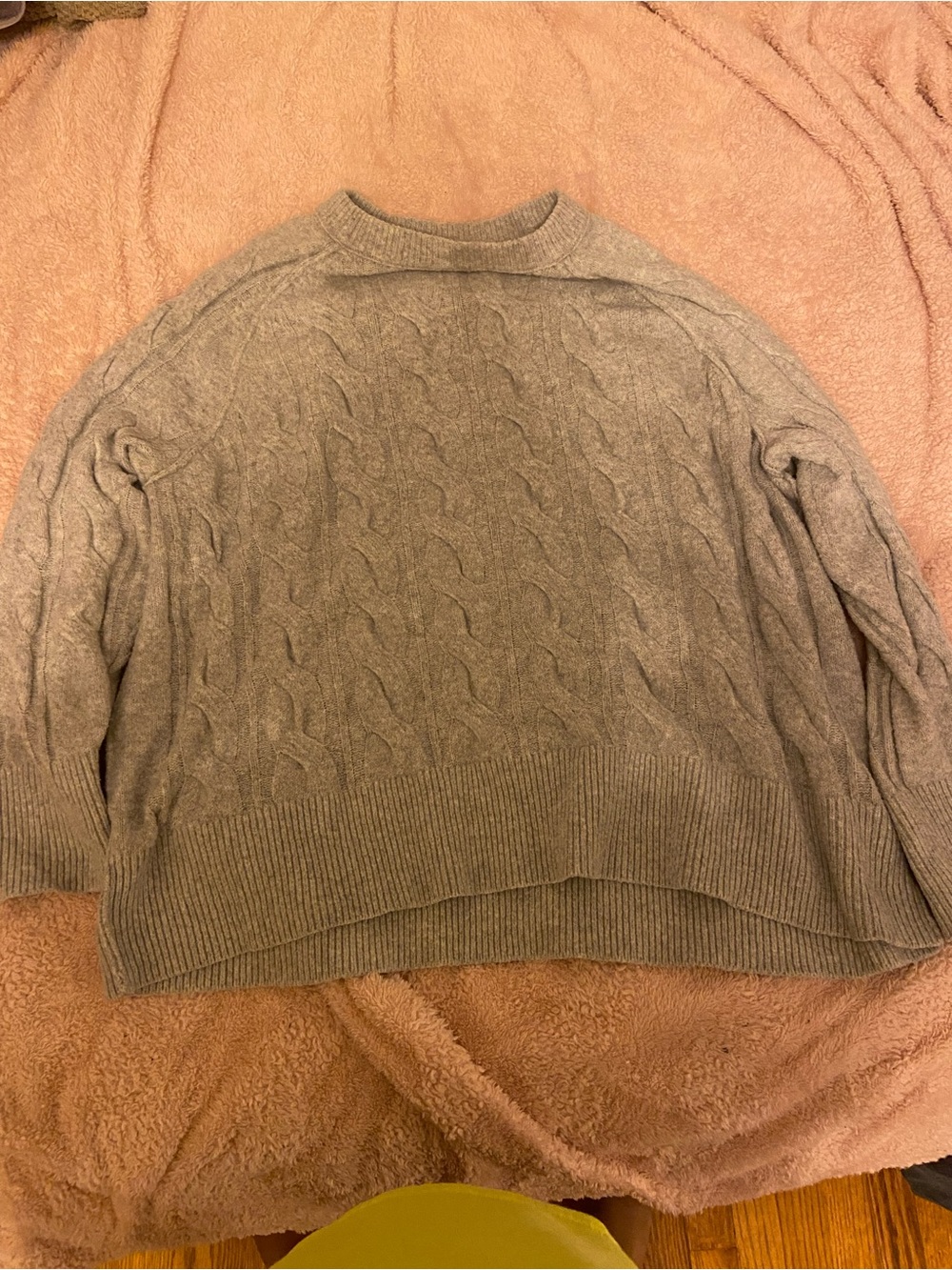 aerie Cable-Knit Crewneck Sweater - Gray